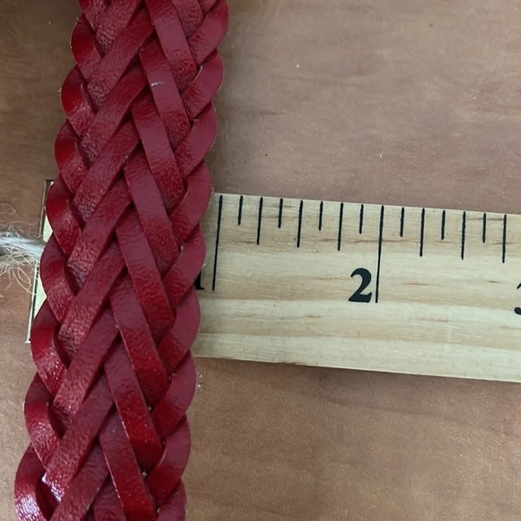 5/$25 WESTERN Red Braided Faux Leather Belt with Brass Buckle Size Large *As Is* - Picture 9 of 9